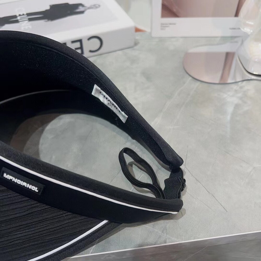 Chanel Crystal CC Pleated Sun Visor in Black - Picture 3 of 7